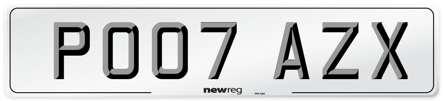 PO07 AZX Number Plate from New Reg